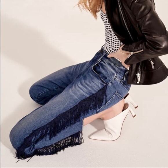 3X1 Higher Ground Fringe Crop Straight Leg Jeans - Picture 2 of 16